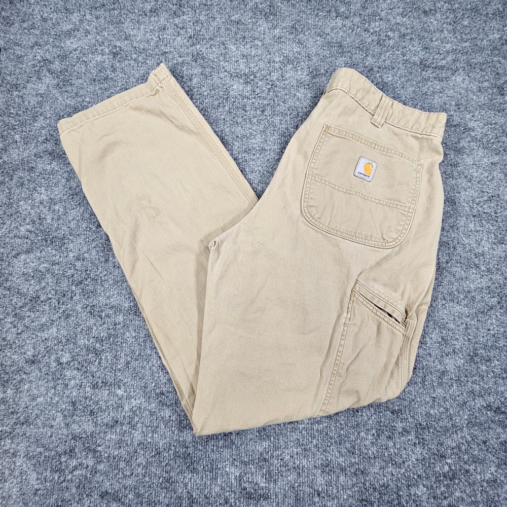 Carhartt Rugged Flex 102291 Relaxed Fit Canvas Work Pants Dark Khaki 35x32